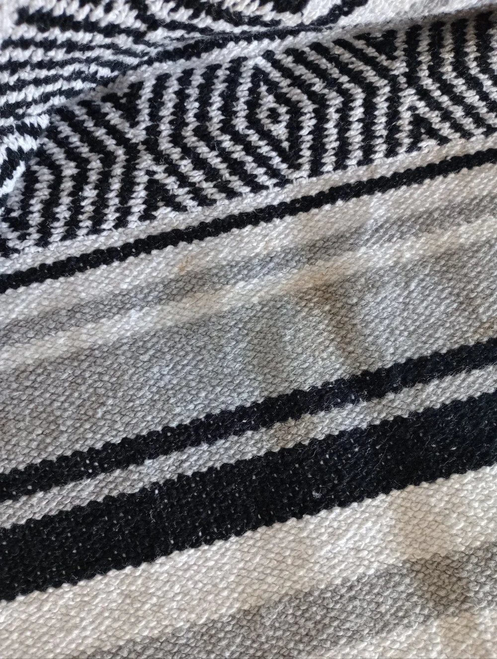 Black Canyon Outfitters Throw Blanket Mexican Falsa White Fringed 38x68